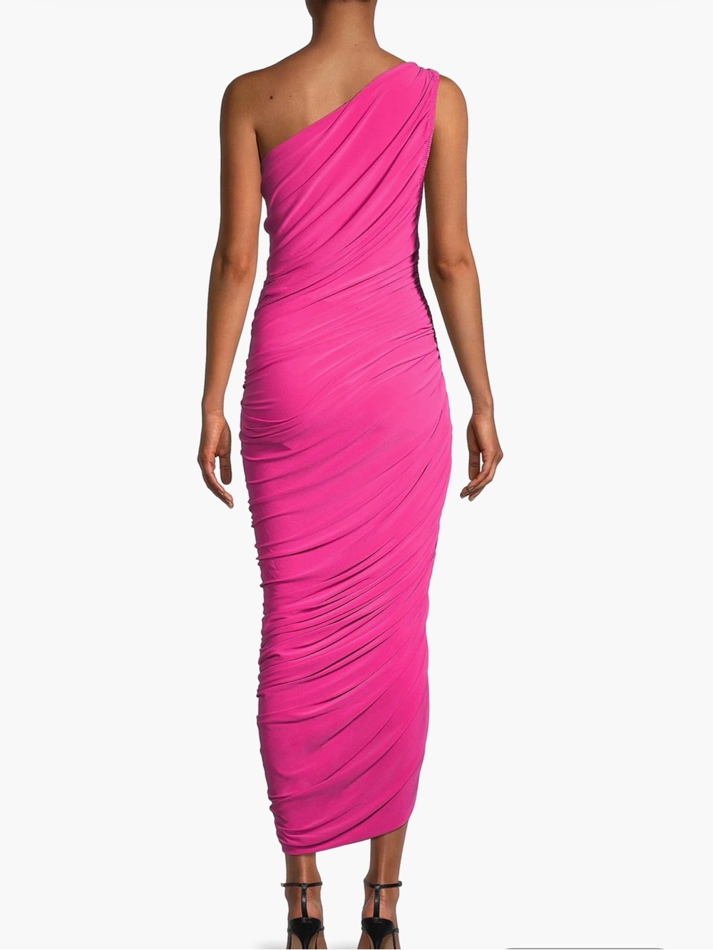 Norma Kamali Hot Pink One-Shoulder Ruched Dress - Picture 2 of 3